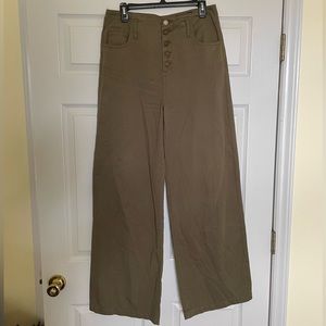 Olive green wide leg pants